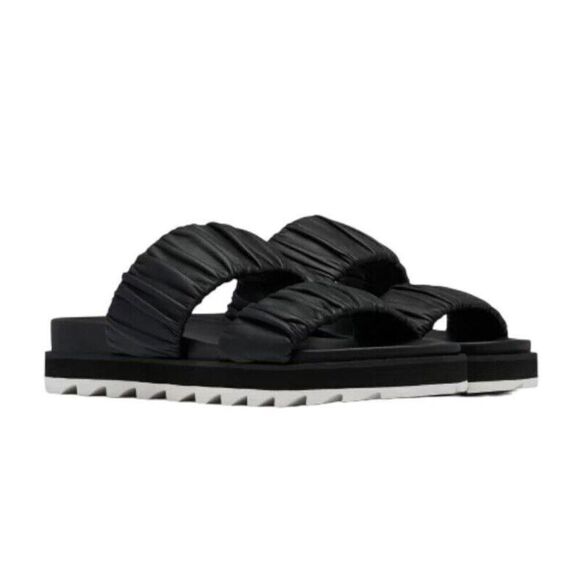 Sorel Women's 7 Roaming Two Strap Slide Sandals Black and White  MSRP $150 - Picture 1 of 9